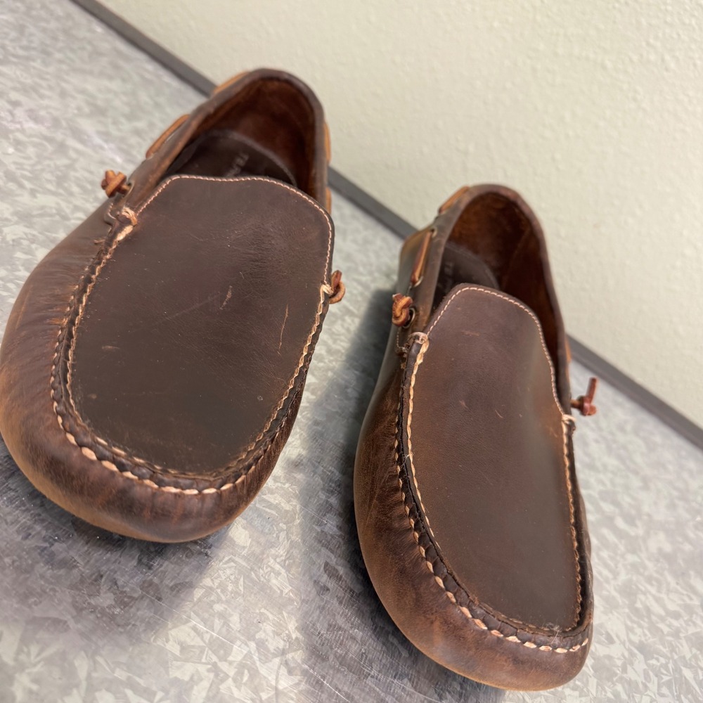 TB Phelps Driving Loafers Mens 12 Brown Good Leather Moc Toe Slip On 166-03